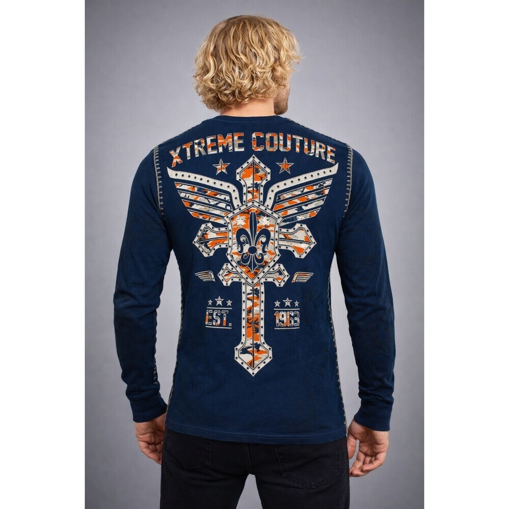 XtremeCouture AFFLICTION Mens Thermal‎ L/S SOLDIER OF FAITH Wings Sz Large D25